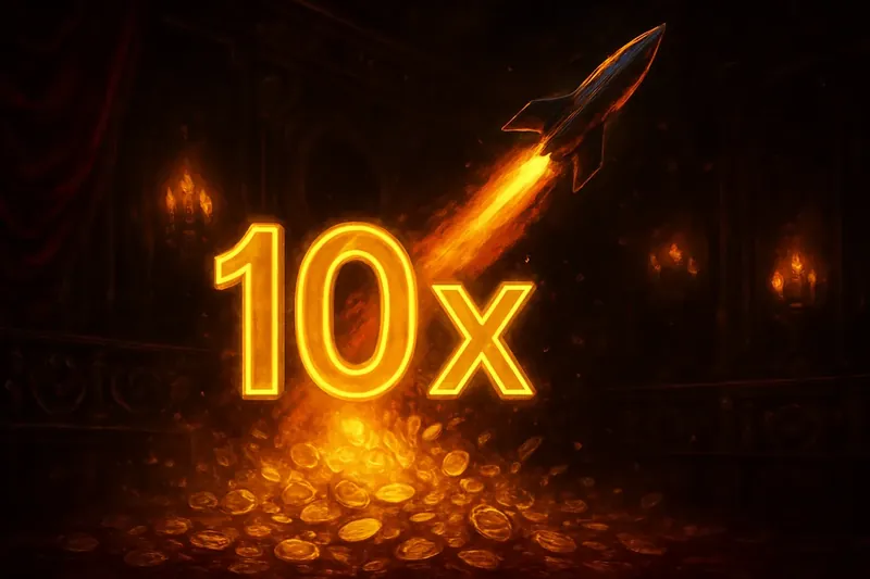 Plane climbing with blazing trail above coins and glowing 10x counter